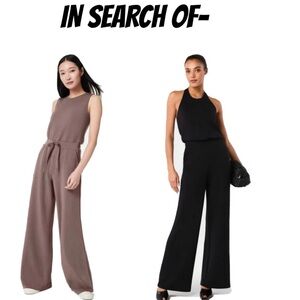 Spanx Air Essentials Smoke Sleeveless and Black Halter Jumpsuits LP/MP